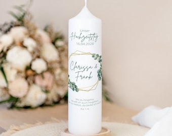 Géométrie d'eucalyptus de bougie de mariage