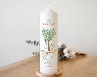 Wedding candle tree hearts with jute ribbon