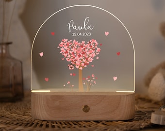 Night light for children personalized "Tree Hearts" dimmable
