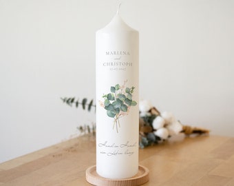 Wedding candle eucalyptus vines