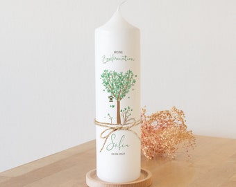Confirmation candle tree hearts with jute ribbon