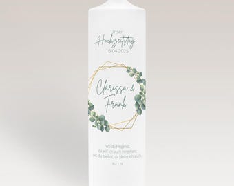 Wedding candle eucalyptus geometry