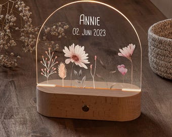 Nachtlicht personalisiert "Wild Flowers" dimmbar