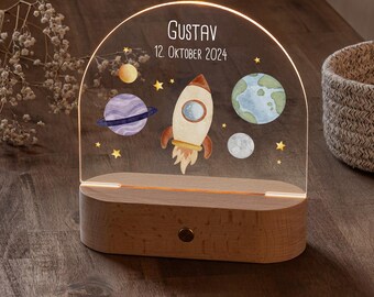 Night light children personalized "Rocket in space" dimmable