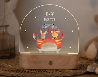 Night light for children personalized "Fire Brigade Friends" dimmable