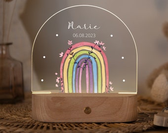 Nachtlampje voor kinderen en baby's, dimbaar, "Rainbow Vintage", gepersonaliseerd, cadeau voor geboorte, doop, verjaardag