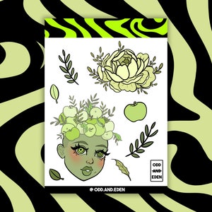 Cute Trippy Apple A6 Sticker Sheet for Scrapbooking, Planners, Notebooks & Crafts