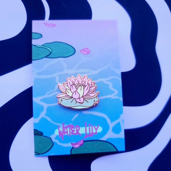 Water Lily Enamel Pin Badge with Rose Gold Backing, Pins, Accessories, Decor, Nature