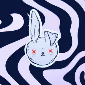 Bunny Rabbit Illustration Die Cut Aufkleber auf Glanzpapier