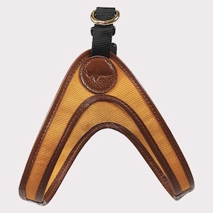 Leather dog harness, yellow & tan step-in dog harness, luxury dog harness, genuine leather puppy harness