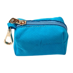 Blue luxury leather dog poo bag holder, dog poop bag dispenser, dog waste bag carrier