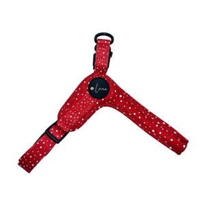 Step-in dog harness &quot;Dotty for You - Red&quot; • Christmas spotty dog harness from XXS to XXL • Adjustable step-in harness for dogs with speckles