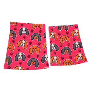 Pink Dog Snood, Dog Food Snood, Spaniel Ear Protector, Feeding Snood for Long Ears, Dog Anxiety Snood, Cavalier Snood, Cavalier Print