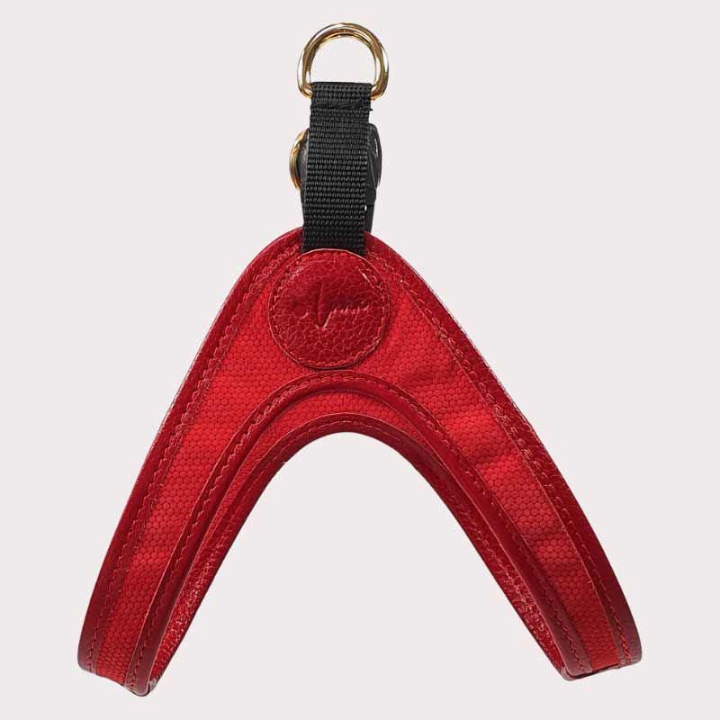 Leather dog harness, red step-in dog harness, luxury dog harness, genuine leather puppy harness