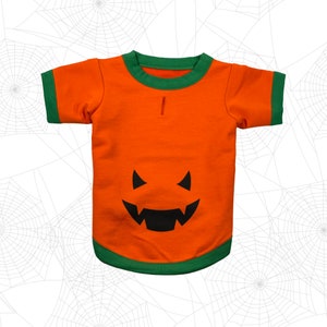 Halloween Pumpkin Dog Sweatshirt • Cute pumpkin sweatshirt for dogs • Lightweight orange sweatshirt w/ green ribbing • Designer dog clothes