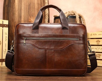 New Design Genuine Leather Briefcase Bag Handbag Shoulder Bag A4 Genuine Buff Cow Leather Messenger Bag Real Black Men Daily Computer Bag