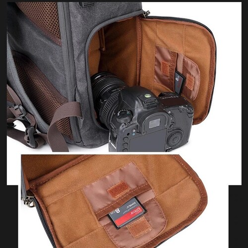 Canvas Leather Backpack Photography Multi-function Retro Camera Bag Waterproof Camera Backpack Travel Camera Backpack Canon Nikon shops DSLR Bag