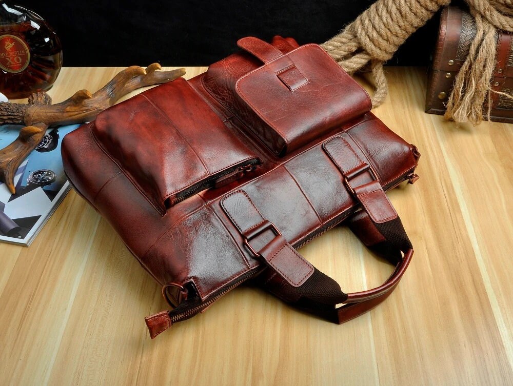 Genuine Leather Shoulder Bag Laptop Notebook Netbook Bag Etsy