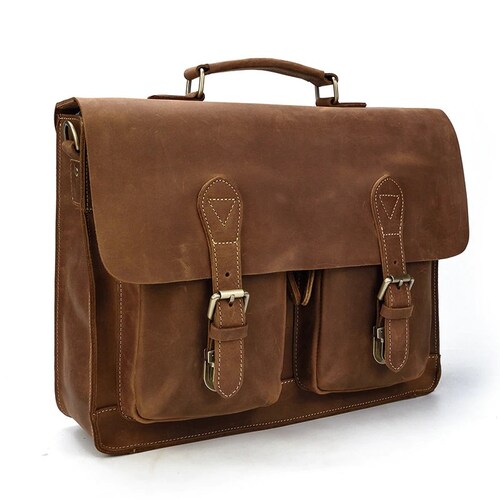 Genuine Leather bag Briefcase Handbag Top Quality Luxury Fashion Vintage Men shops Formal Business Laptop Notebook Bag Designer Retro Vintage