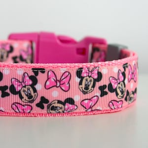 Minnie Mouse Dog Collar or Matching Lead Leash Seat Belt 3/4&quot; or 1&quot; width Disney