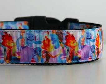 Elemental Dog Collar or Matching Lead Leash Seat Belt 3/4" or 1" width Disney