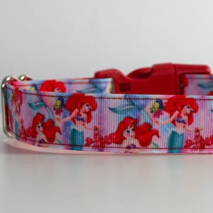 The Little Mermaid Dog Collar or Matching Lead Leash Seat Belt 3/4&quot; or 1&quot; width Disney