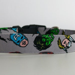 Superhero Dog Collar or Matching Lead Leash Seat Belt 3/4" or 1" width Avengers