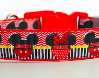 Micky Maus Disney Hundehalsband oder Passende Leine Sicherheitsgurt 3/4 "oder 1" breite
