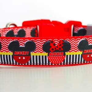 Mickey Mouse Disney Dog Collar or Matching Lead Leash Seat Belt 3/4&quot; or 1&quot; width
