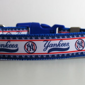 Yankees Dog Collar or Matching Lead Leash Seat Belt 3/4" or 1" width