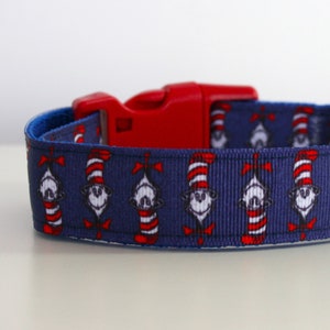 Dr Seuss Cat in the Hat Hondenhalsband of bijpassende riem Veiligheidsgordel 3/4" of 1" breed