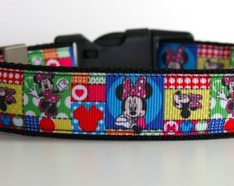 Minnie Maus Disney Hundehalsband oder Passender Leine Sicherheitsgurt 3/4 "oder 1" breite