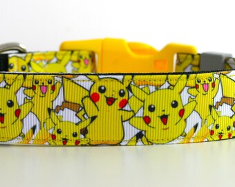 Pikachu Pokemon halsband of bijpassende Lead Leash veiligheidsgordel 3/4" of 1" breedte