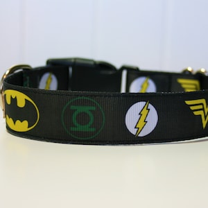 Superhero Dog Collar or Matching Lead Leash Seat Belt 3/4" or 1" width