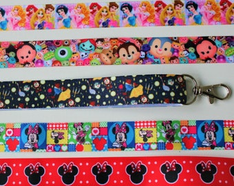 Lanyard or Key Fob Princess Minnie Mouse Disney Safety Breakaway Lanyard Keychain ID Holder Whistle Phone Pin Stocking Secret Santa