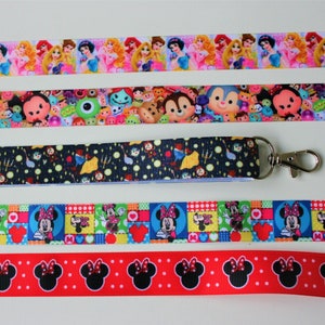 Lanyard or Key Fob Princess Minnie Mouse Disney Safety Breakaway Lanyard Keychain ID Holder Whistle Phone Pin Stocking Secret Santa