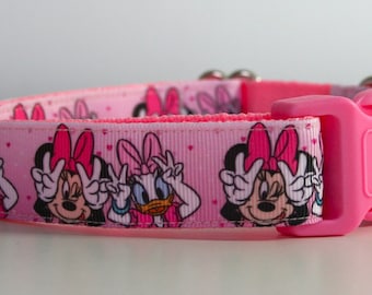 Minnie Mouse Daisy Duck Dog Collar or Matching Lead Leash Seat Belt 3/4" or 1" width Disney