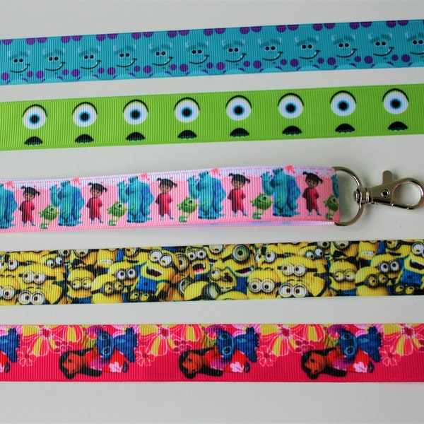 Lanyard ou Key Fob Monsters Inc Minions Disney Safety Breakaway Lanyard Keychain ID Holder Whistle Phone Pin Stocking Filler Secret Santa