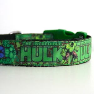 The Incredible Hulk Dog Collar or Matching Lead Leash Seat Belt 3/4" or 1" width