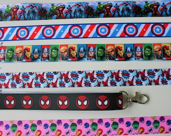 Lanyard or Key Fob Avengers Superhero Disney Safety Breakaway Lanyard Keychain ID Holder Whistle Phone Pin Stocking Filler Secret Santa