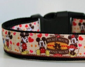 Minnie Mickey Mouse Disney Hundehalsband oder passender Leine Sicherheitsgurt 3/4" oder 1" Breite