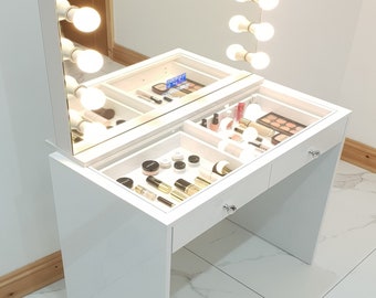 Dressing Table Vanity Station Clear Glass Top Salon Grade High gloss Professional Vanity Station Beauty Station Etsy