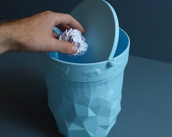 Prullenbak met klapdeksel - 3D-geprint - 2 maten