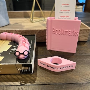 3D gedrucktes Lesezeichen-Set #2: Lesezeichenhalter, Seitenhalter & Bücherwurm - Bücherwurm / BookTok Zubehör