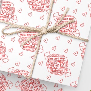 DND VALENTINE WRAPPING paper, You are my Natural 20 dnd Wrapping Paper, Dnd Gifts Valentine, Valentines Dnd Gift Wrap, Dnd Love, Dnd Wedding