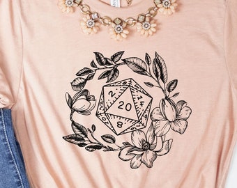 DND SHIRT WOMEN, Dungeons and Dragons shirt, Druid shirt, Dnd mom shirt, Dnd gift for her, Dungeon master, Flower dice, d&d shirt, Dnd wife.