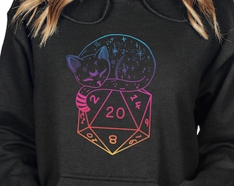 CAT Dice DND HOODIE, Dungeons and Dragons hoodie, D&d Hoodie, Dnd Sweatshirt, Cat Dice Hoodie, Dungeon Master Hoodie, D20 Hoodie.