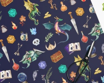 DND WRAPPING PAPER, Dungeons and Dragons wrapping paper, dnd gift wrap, dnd kids, dnd baby, geeky wrapping paper, dnd christmas wrap