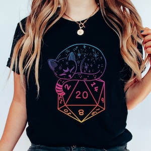 Cat Dice Würfel Shirt: Dungeon Meowster RPG Tee