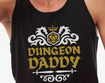 Camiseta DND DAD, Regata masculina de D&D, Presente para o Dia dos Pais fã de Dungeons and Dragons, Regata de academia Dungeon Daddy D&D